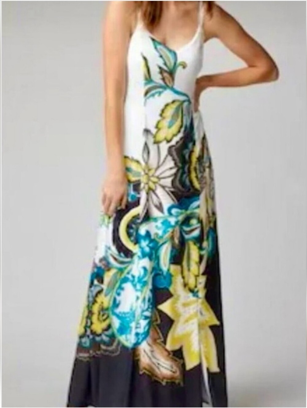 White House Black Market White Floral-Print Midi Dress Multicolor Size 0 NWOT